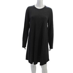 Repeat Womens Gray Wool Sweater Dress Long Sleeve Crew Neck Above Knee Size L